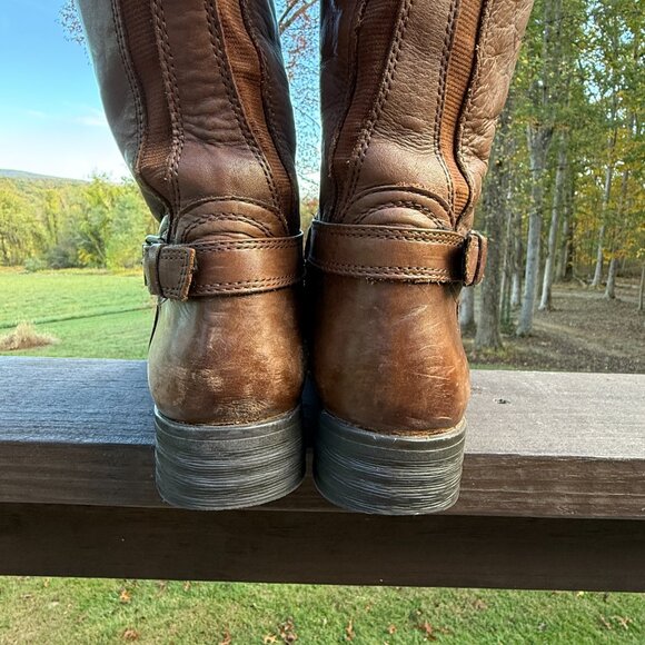 BUSSOLA Trapani Tall Leather Boots. Brown, Tan, Zipper, Box. EU 40 US 9-9.5 - Picture 6 of 15